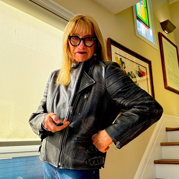 Leather Moto Style jacket, XL - Picture 1 of 9